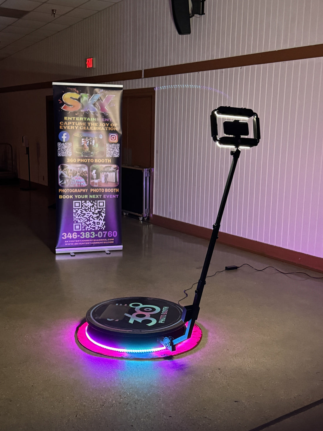 360 video booth platform set up for an event in Houston